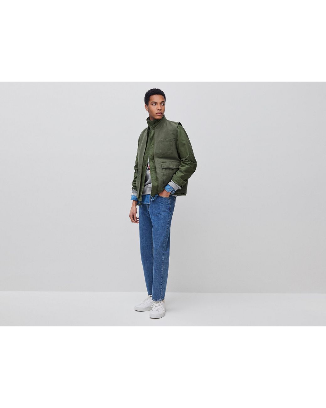 Benetton Green Benetton, Washed Cotton Vest for men