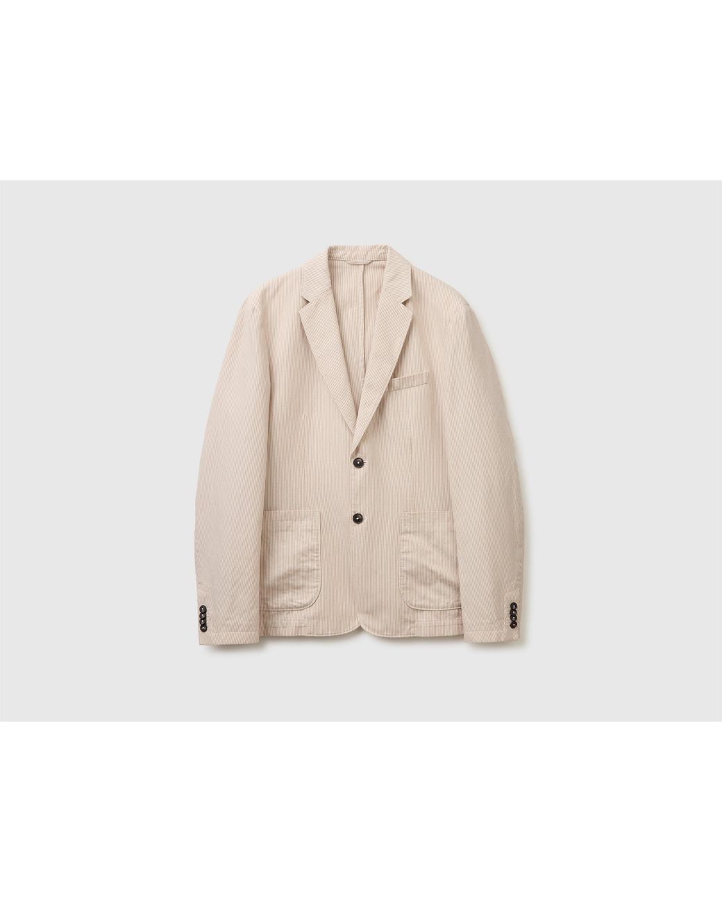 Benetton Black Benetton, Single-Breasted Linen Blend Blazer for men