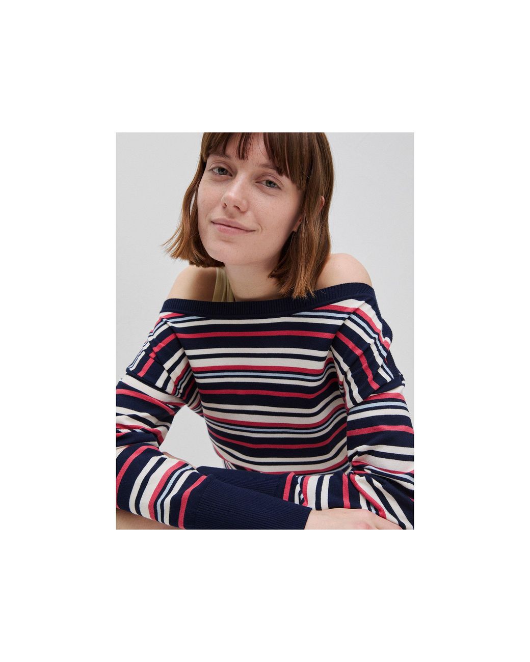 Benetton Black Benetton, Striped Boat Neck Sweater