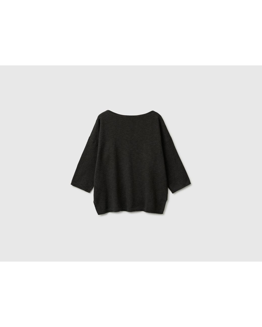 Benetton Black Benetton, Boxy Fit Linen Blend Sweater