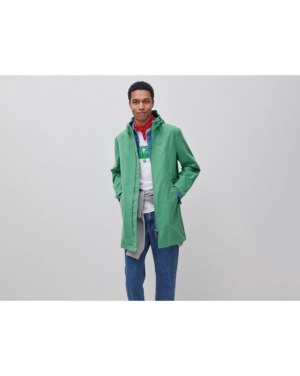 Benetton Green Benetton, Lightweight Nylon Parka for men