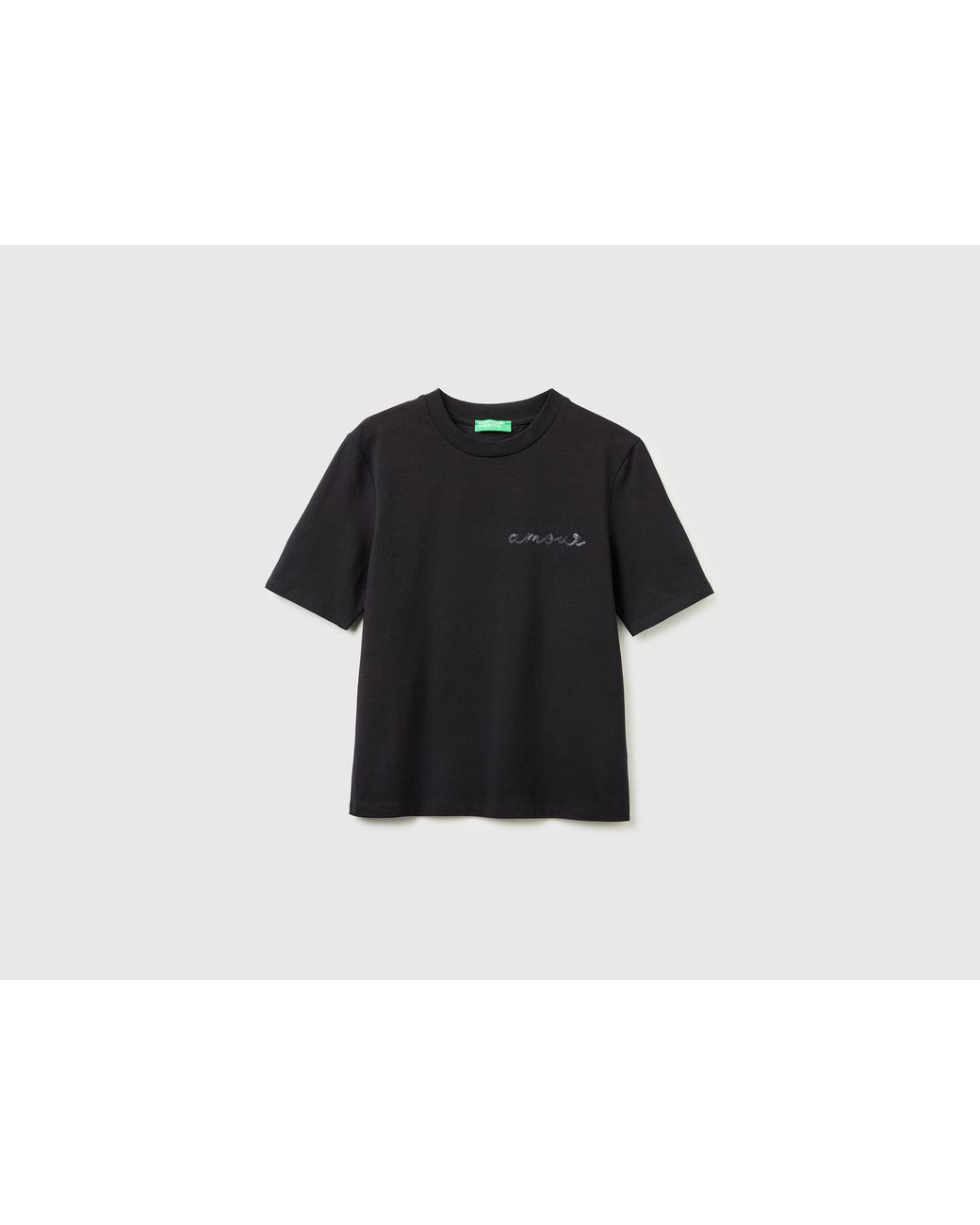 Benetton Black Benetton, T-Shirt With "Amour" Embroidery