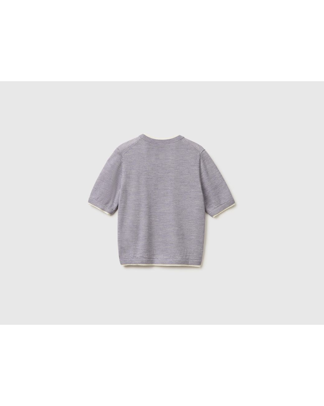 Benetton Black Benetton, 100% Merino Wool Short-Sleeved Shirt