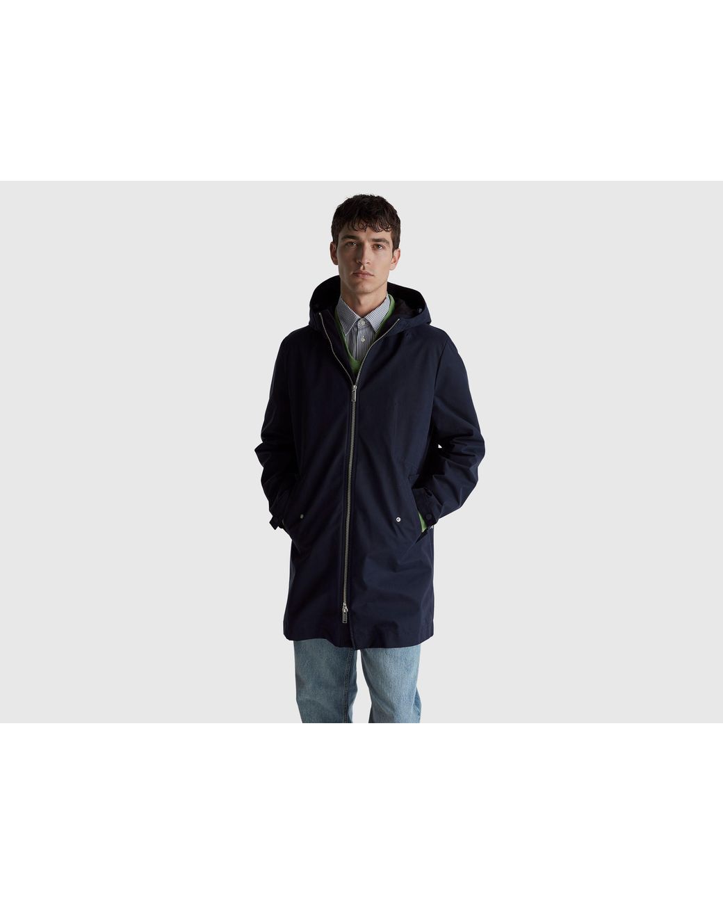 Benetton Blue Benetton, Cotton Blend Parka for men
