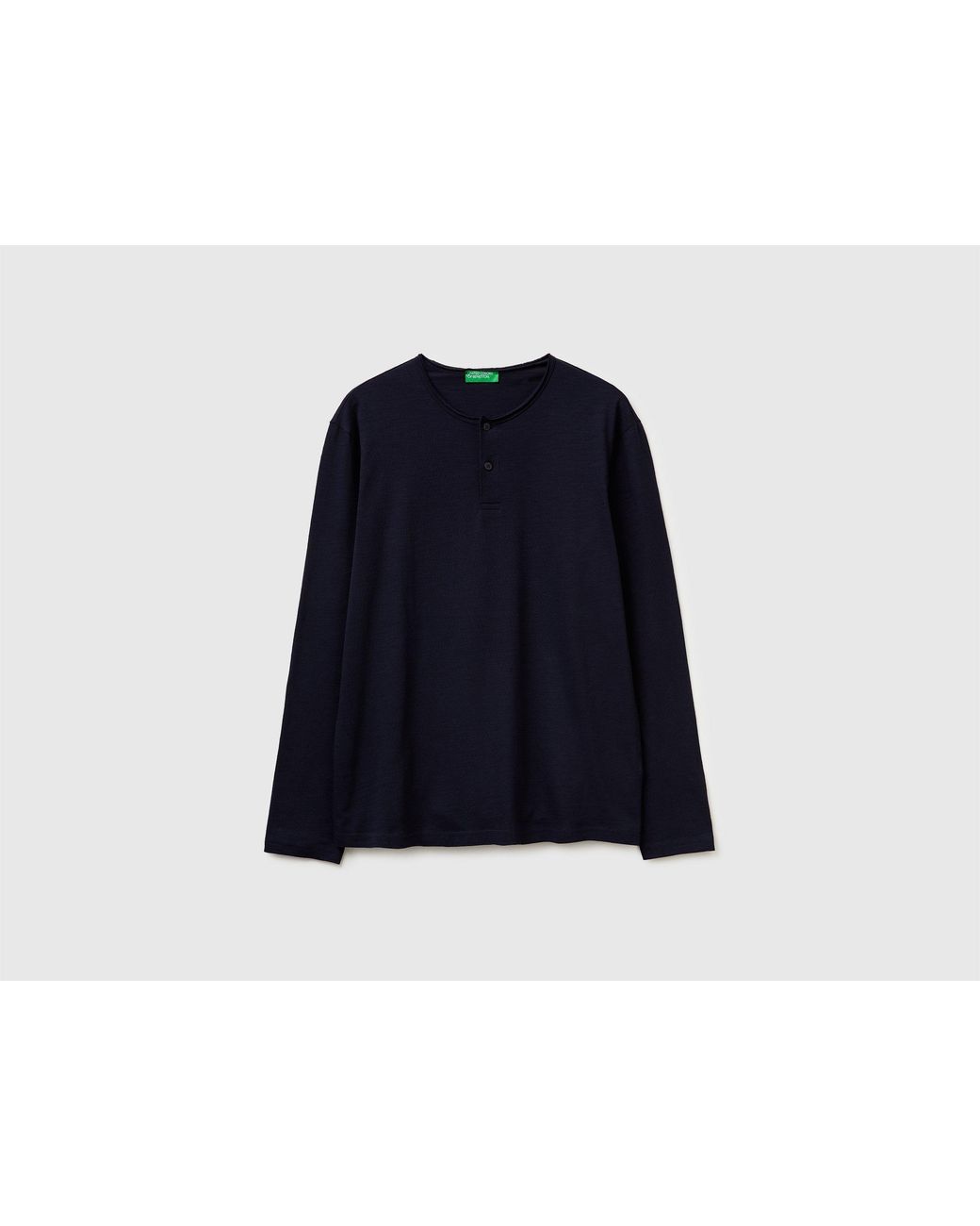 Benetton Blue Benetton, T-Shirt With Henley Neck for men