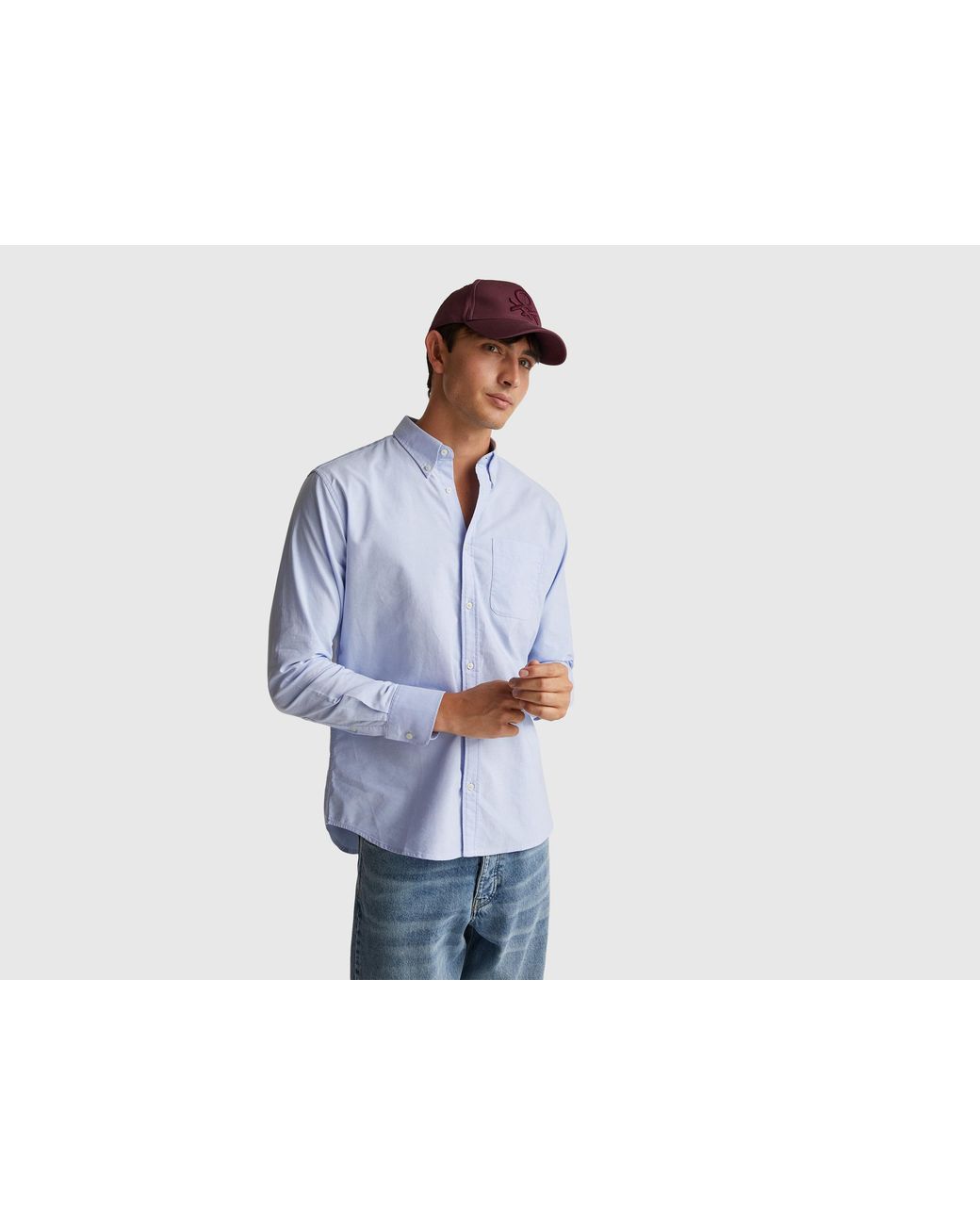 Benetton White Benetton, Regular Fit Button-Down Shirt for men