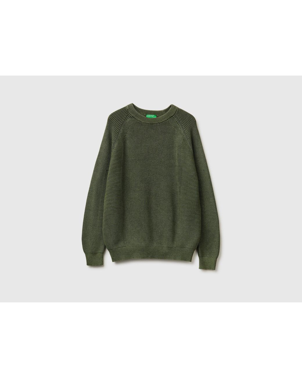 Benetton Green Benetton, Regular Fit Stone Washed Sweater
