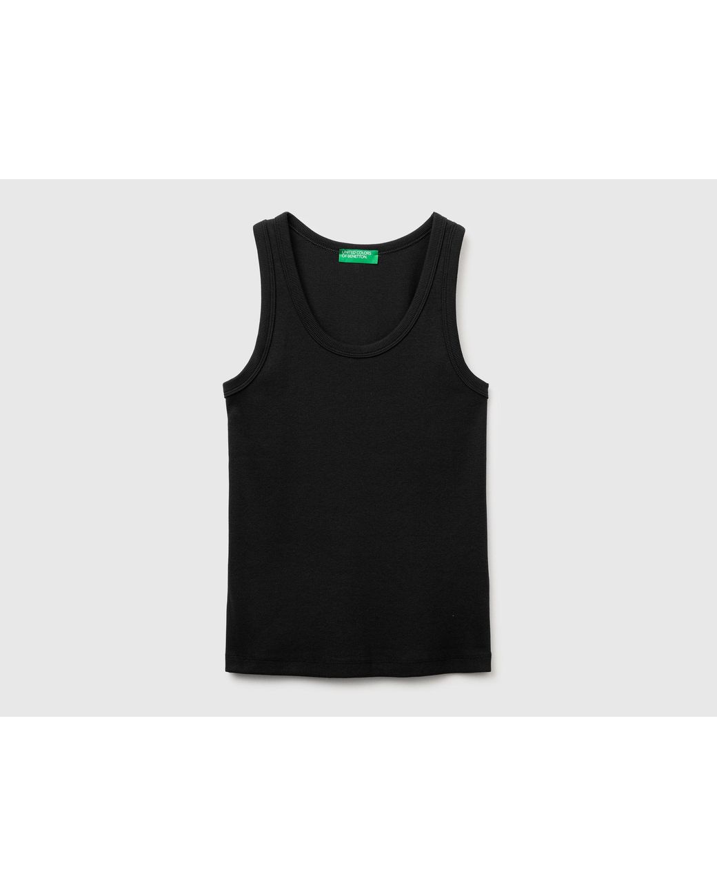 Benetton Black Benetton, Wide-Neck Ribbed Tank Top