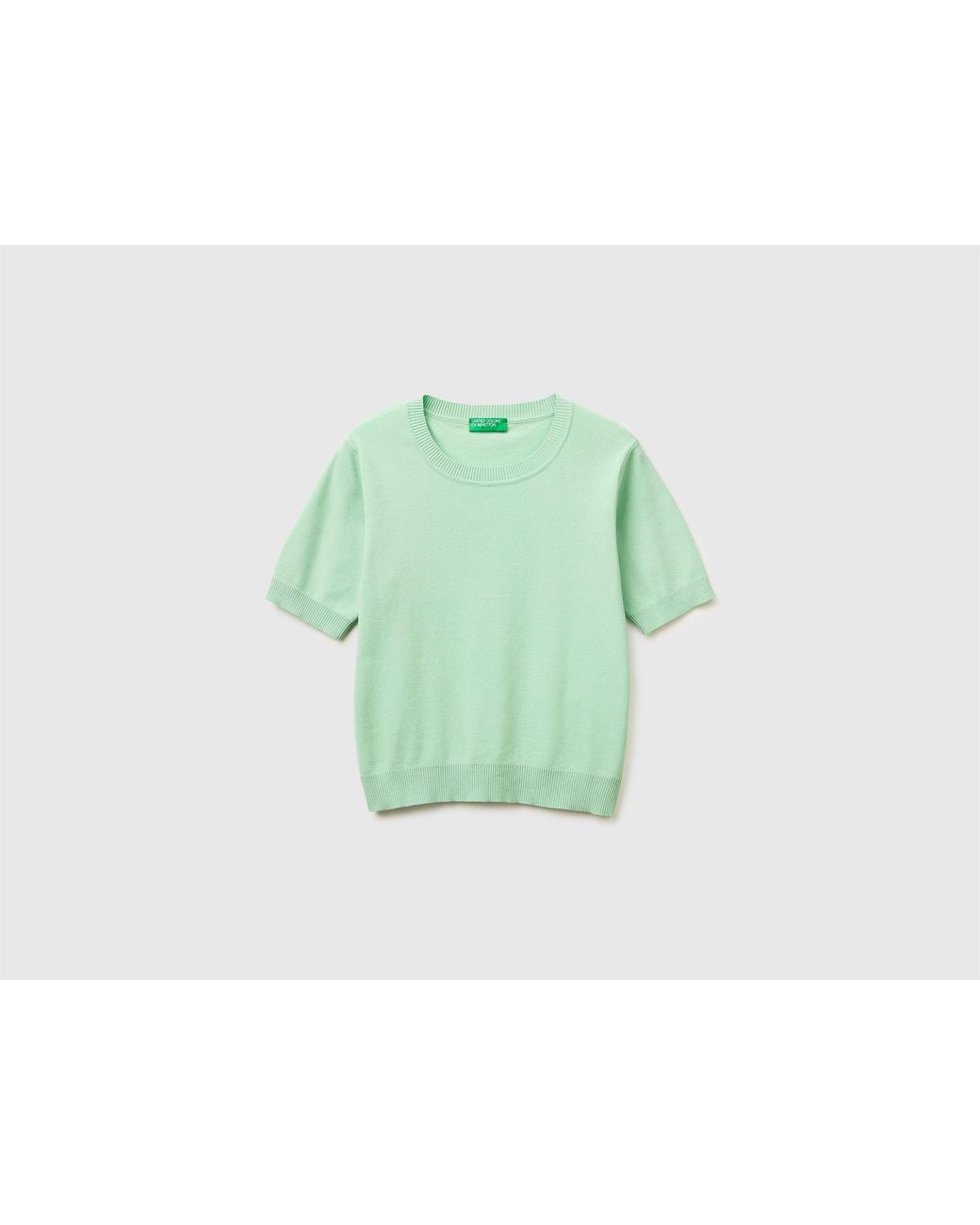 Benetton Green Benetton, Sage Sweater With Short Sleeves