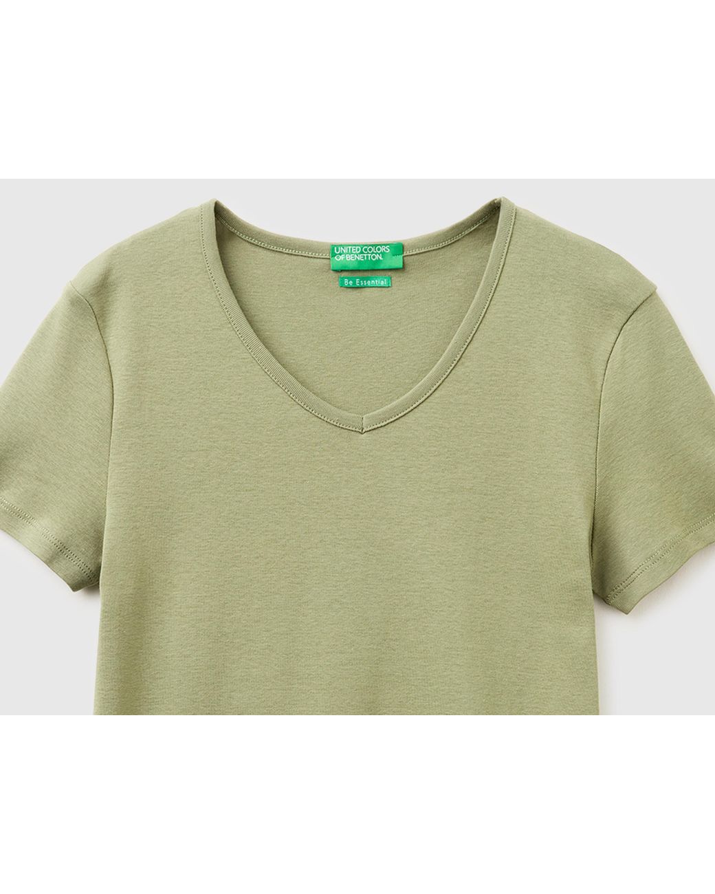 Benetton Green Benetton, Slim Fit T-Shirt With V-Neck