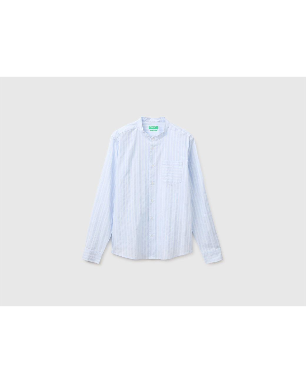 Benetton Black Benetton, Striped Shirt With Mandarin Collar for men