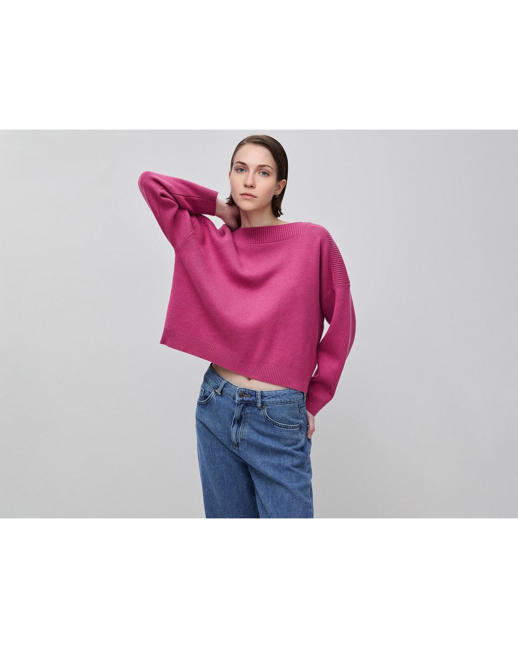 Benetton Black Benetton, Boxy Fit Jacquard Sweater