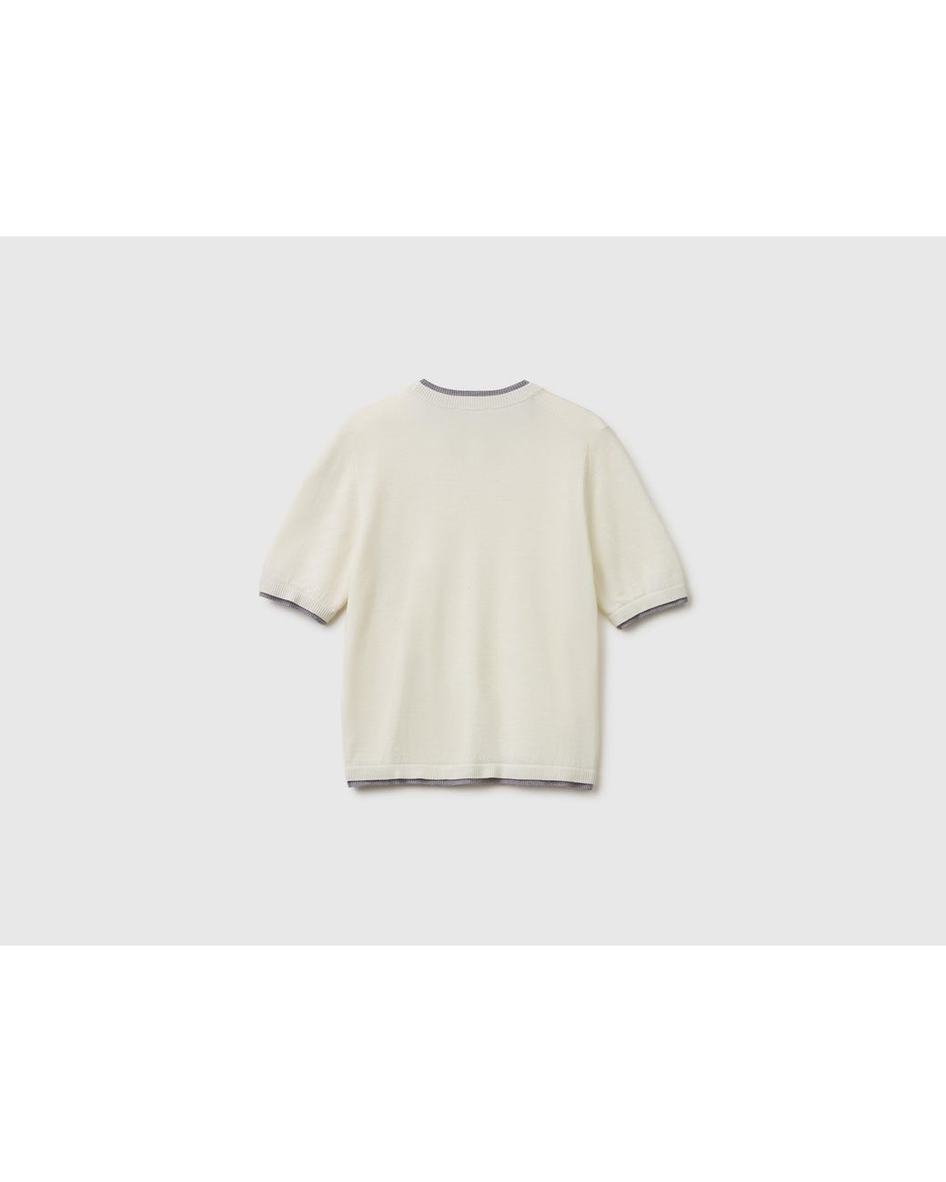 Benetton Black Benetton, 100% Merino Wool Short-Sleeved Shirt