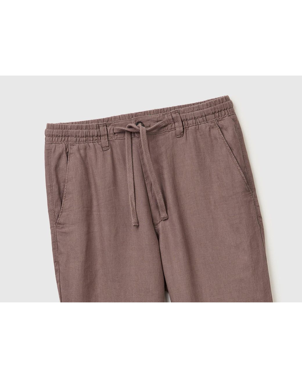 Benetton Black Benetton, Pure Linen Drawstring Trousers for men