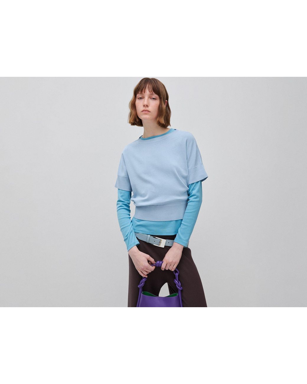 Benetton Blue Benetton, Premium Cotton Short-Sleeved Sweater