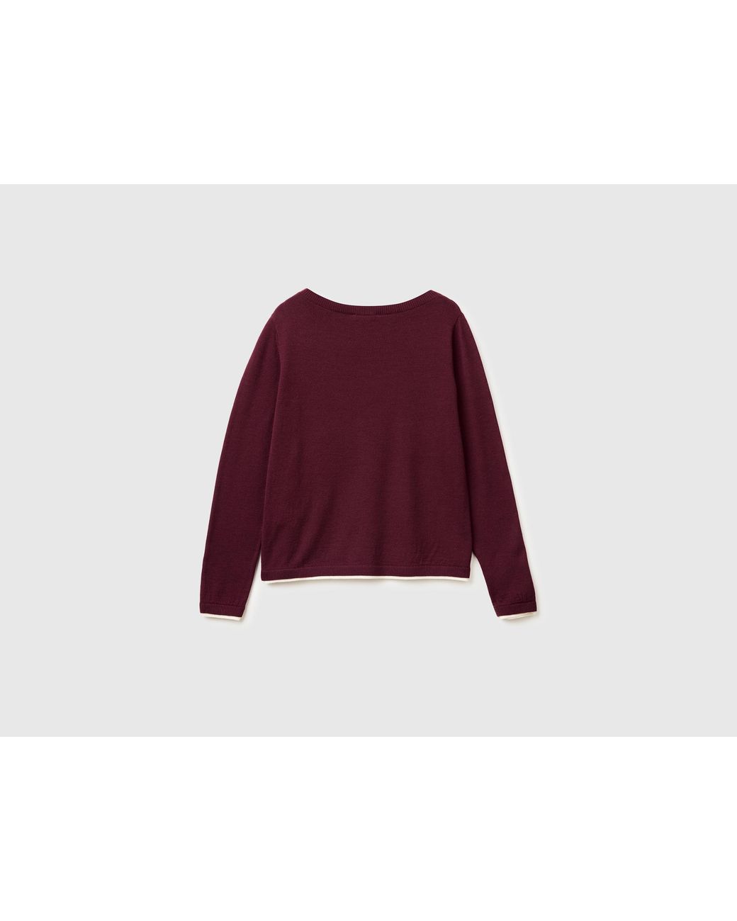 Benetton Red Benetton, 100% Merino Wool Boat Neck Sweater