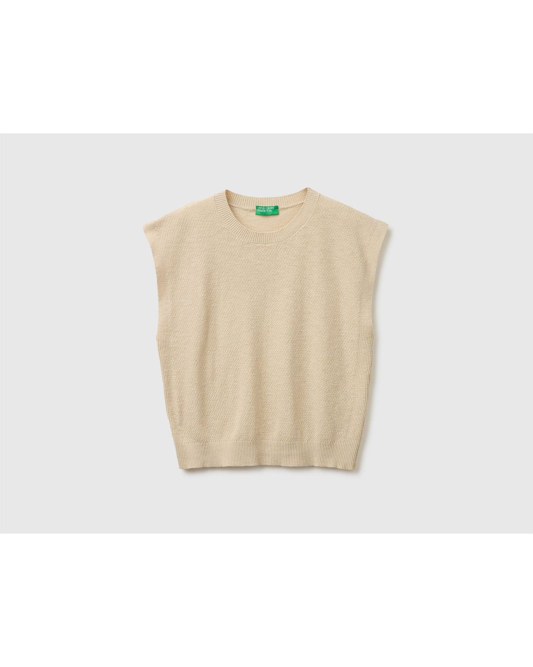 Benetton Natural Benetton, Sleeveless Linen Blend Sweater