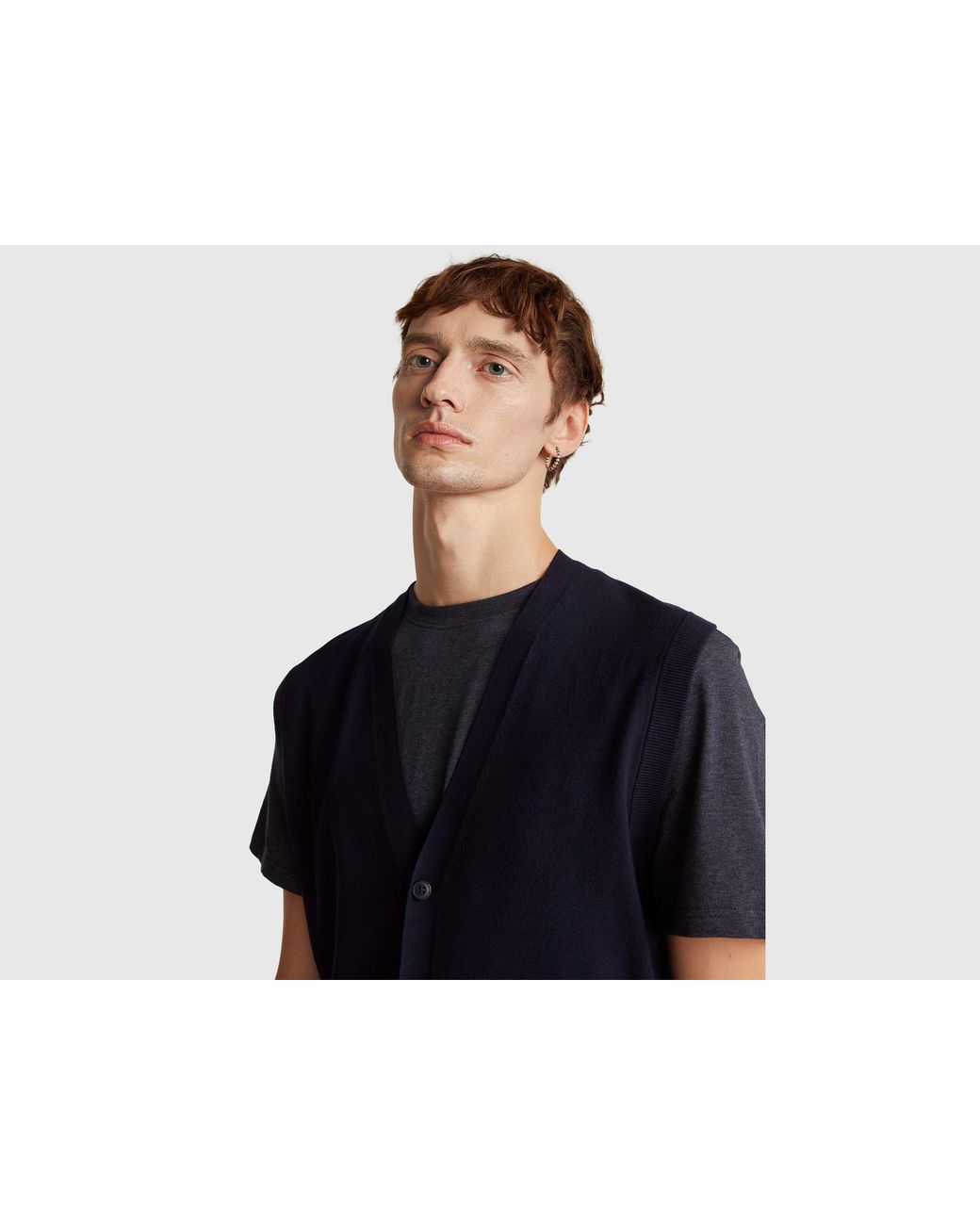 Benetton Blue Benetton, Knit Vest for men