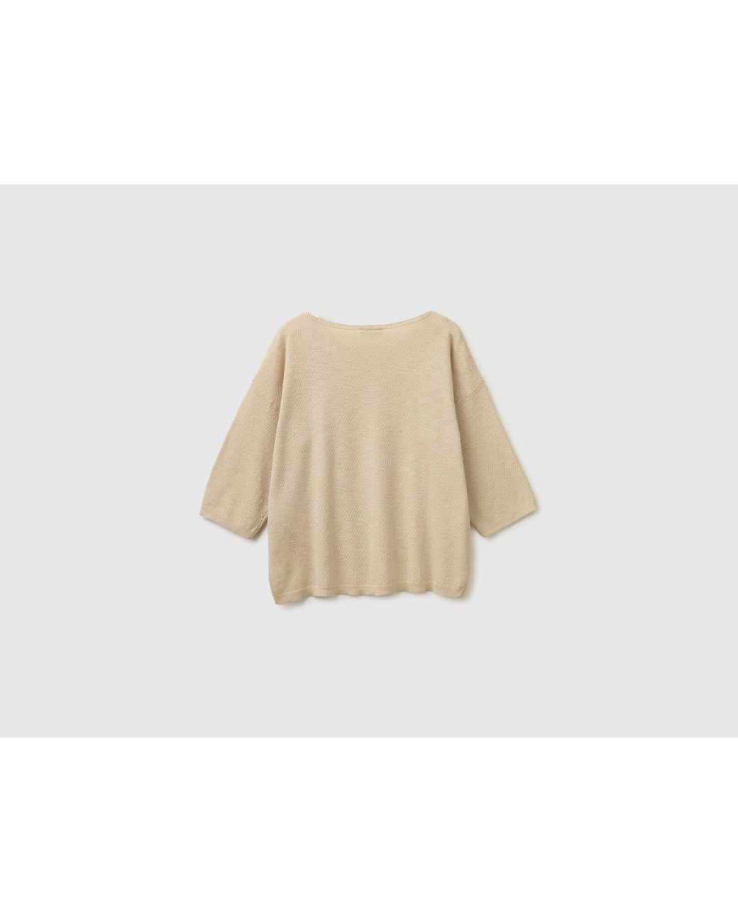 Benetton Black Benetton, Boxy Fit Linen Blend Sweater