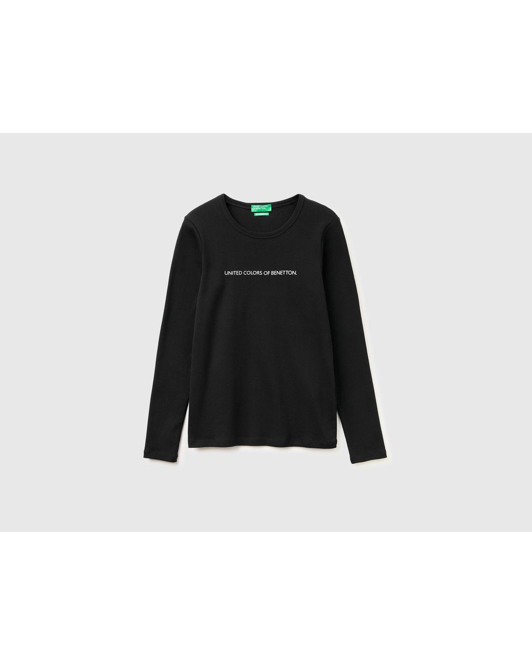 Benetton Black Benetton, Long Sleeve T-Shirt With Glitter Logo