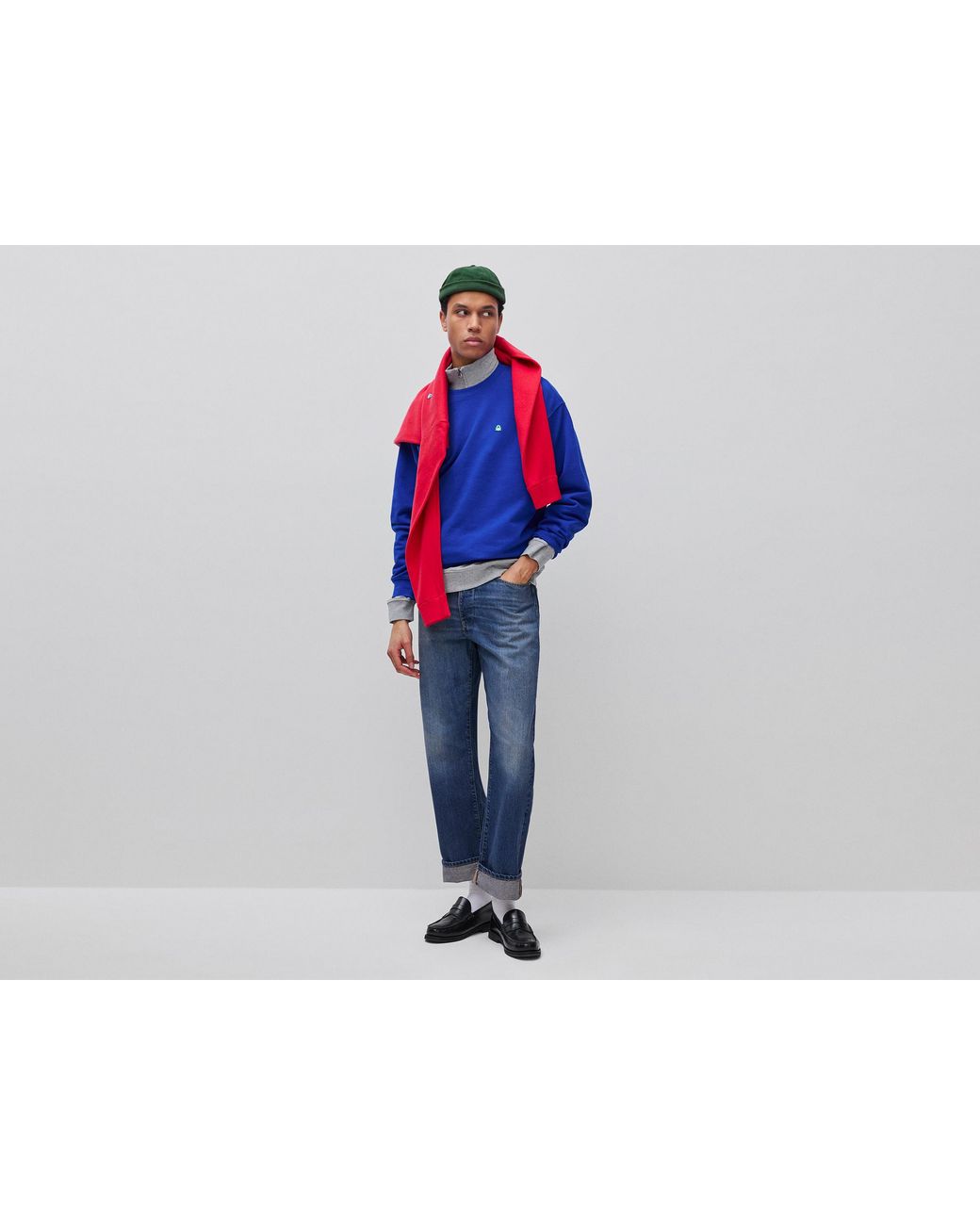 Benetton Blue Benetton, Sweatshirt With Logo Patch for men