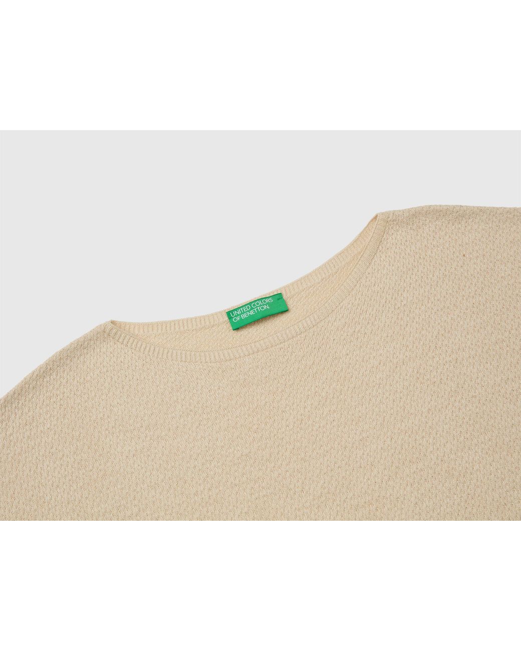 Benetton Black Benetton, Boxy Fit Linen Blend Sweater