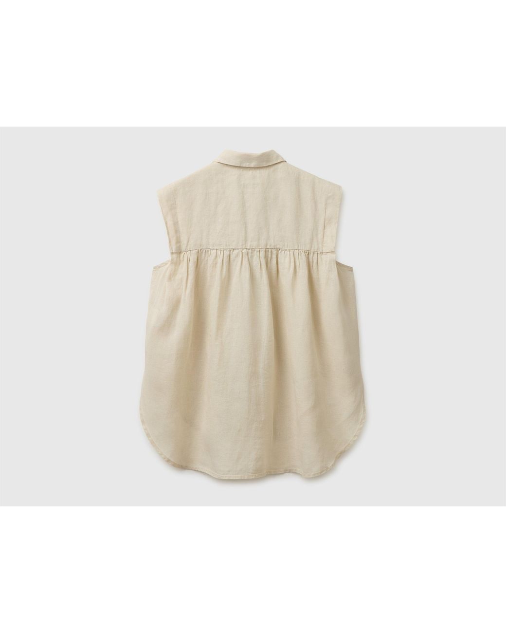 Benetton Natural Benetton, 100% Linen Sleeveless Blouse