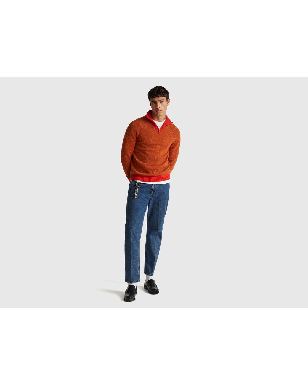 Benetton Red Benetton, Stranger Things Mock Neck Sweater for men