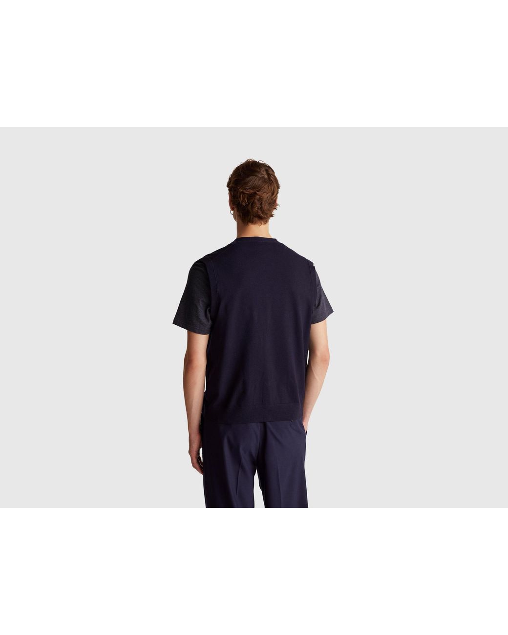 Benetton Blue Benetton, Knit Vest for men