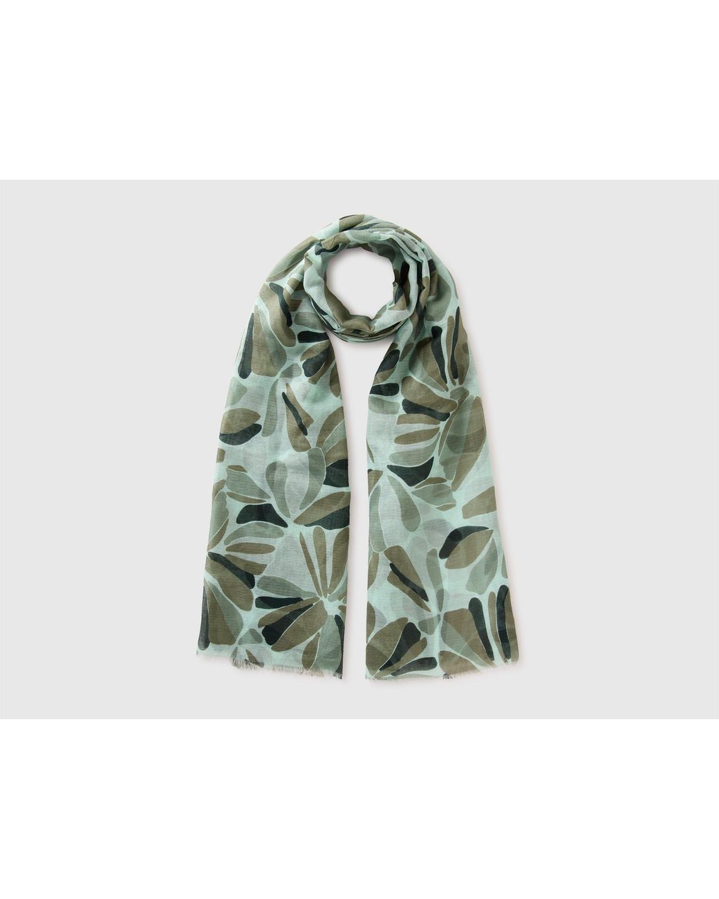 Benetton Green Benetton, Floral Linen Blend Scarf