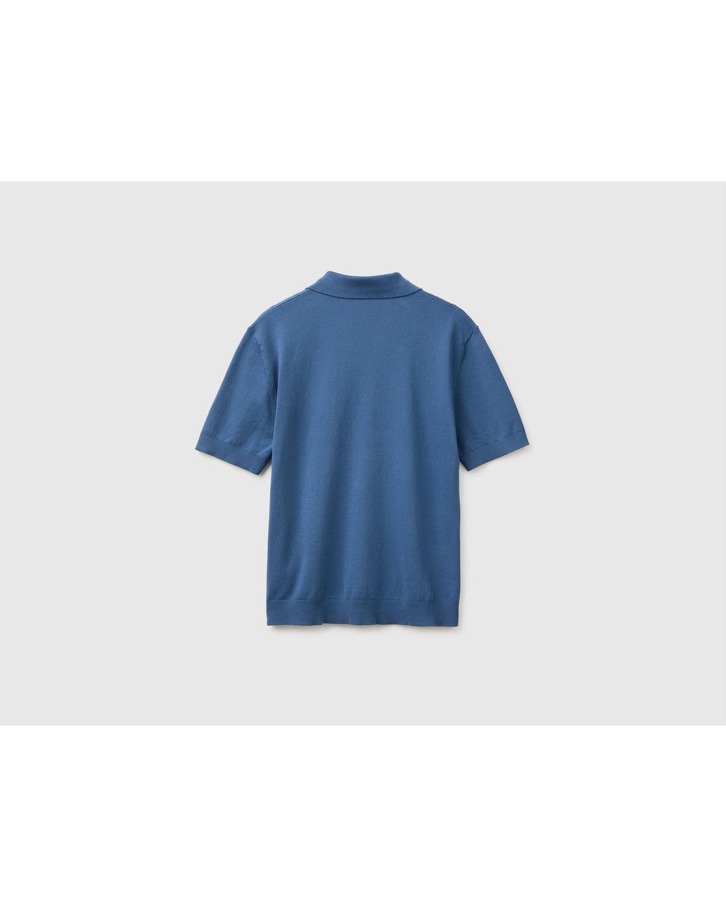 Benetton Blue Benetton, Knitted Polo Shirt With Cables for men