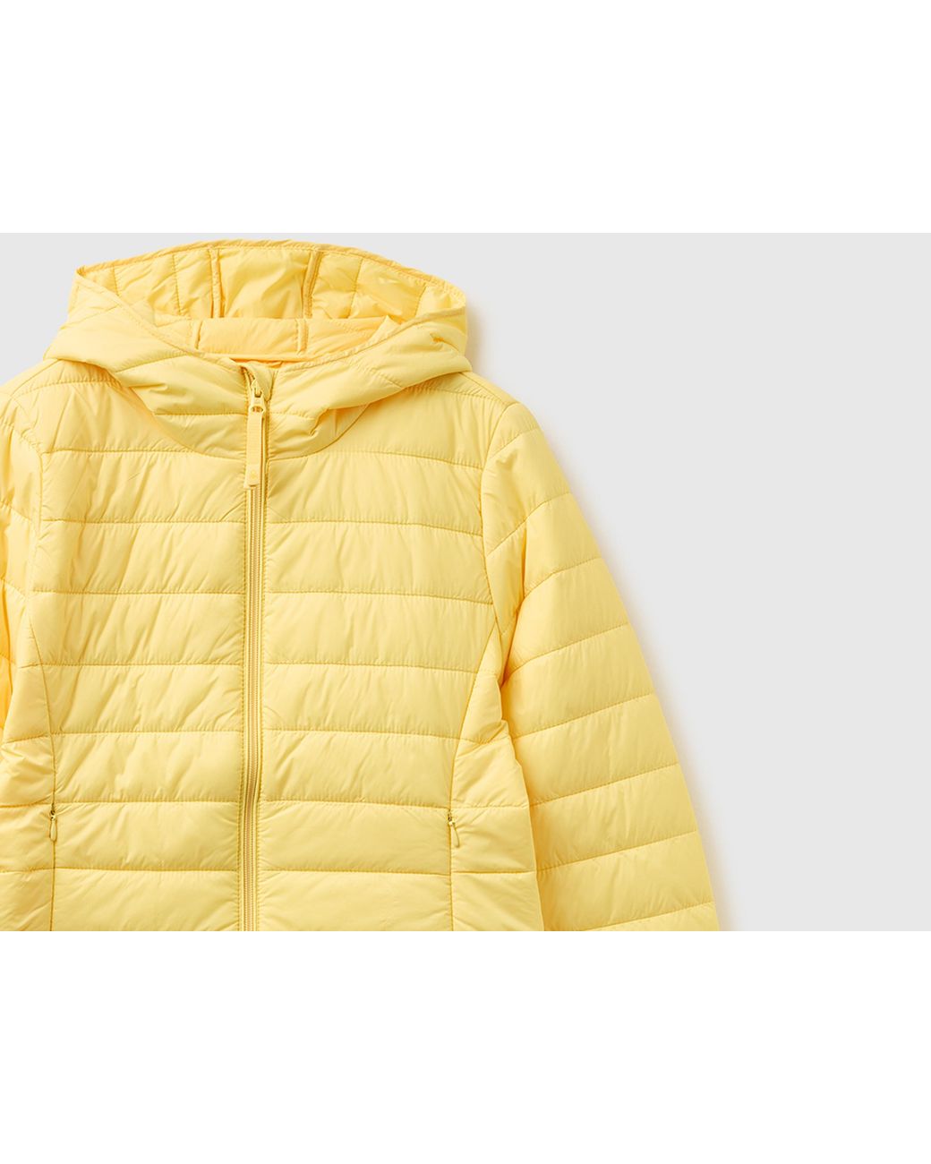 Benetton Yellow Benetton, Lightweight Padded Jacket With Hood