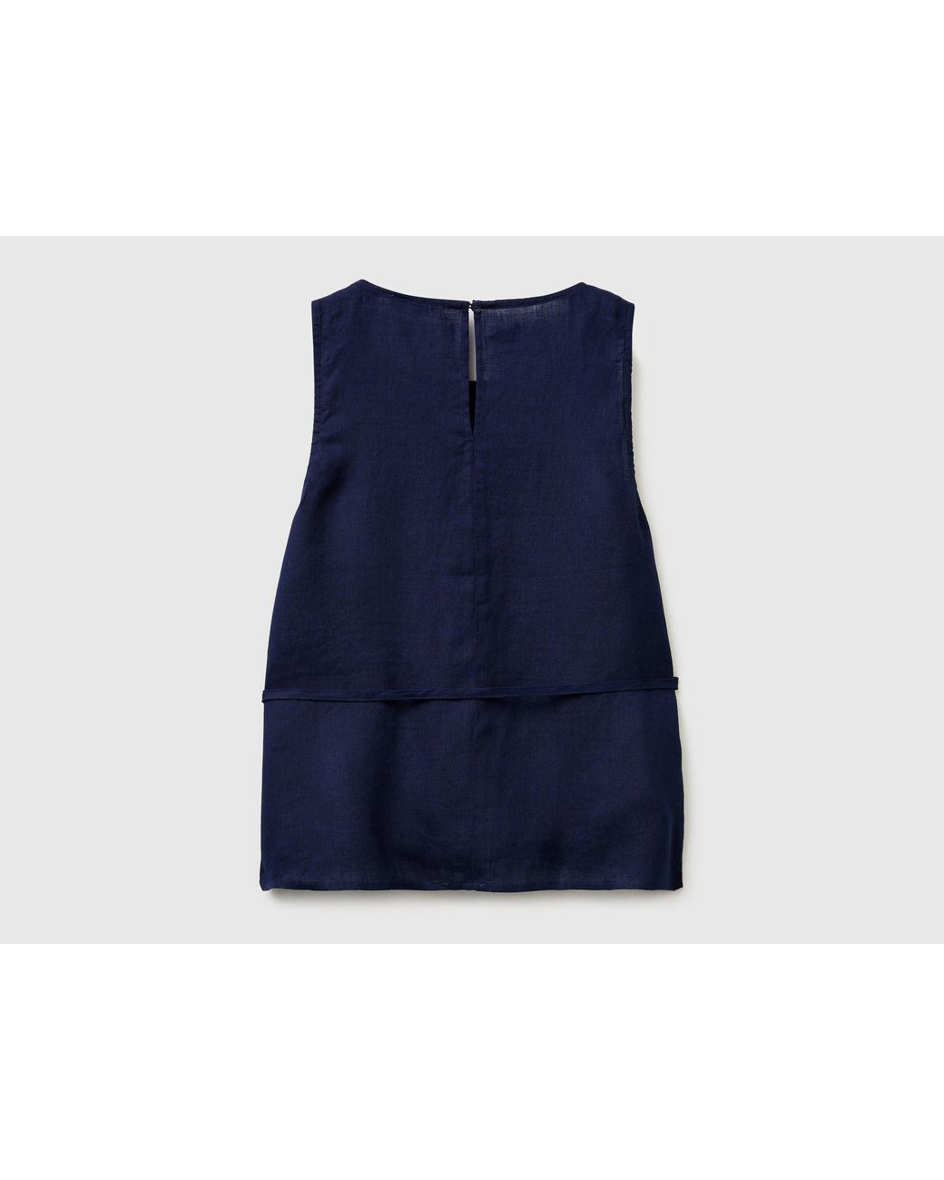 Benetton Blue Benetton, 100% Linen Tank Top With Strap