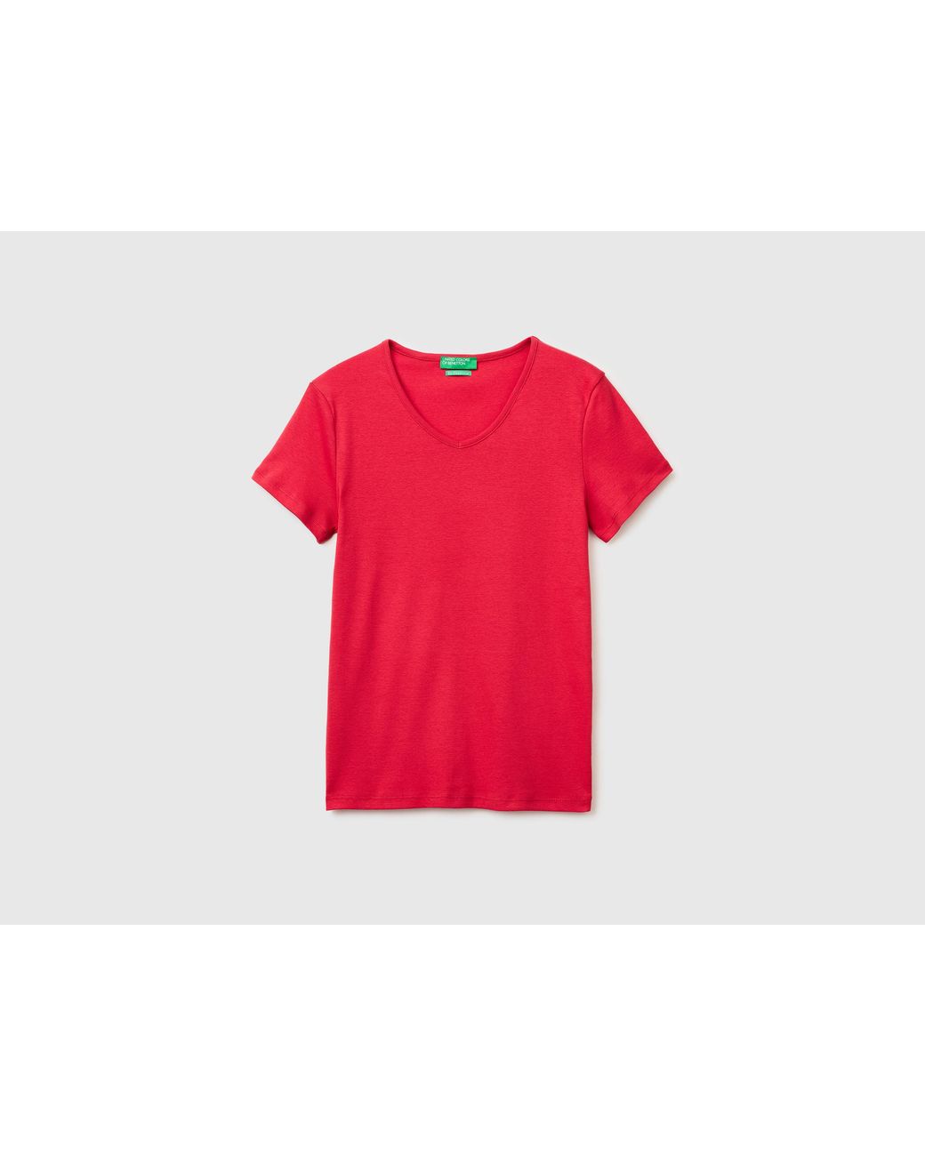 Benetton Red Benetton, Slim Fit T-Shirt With V-Neck