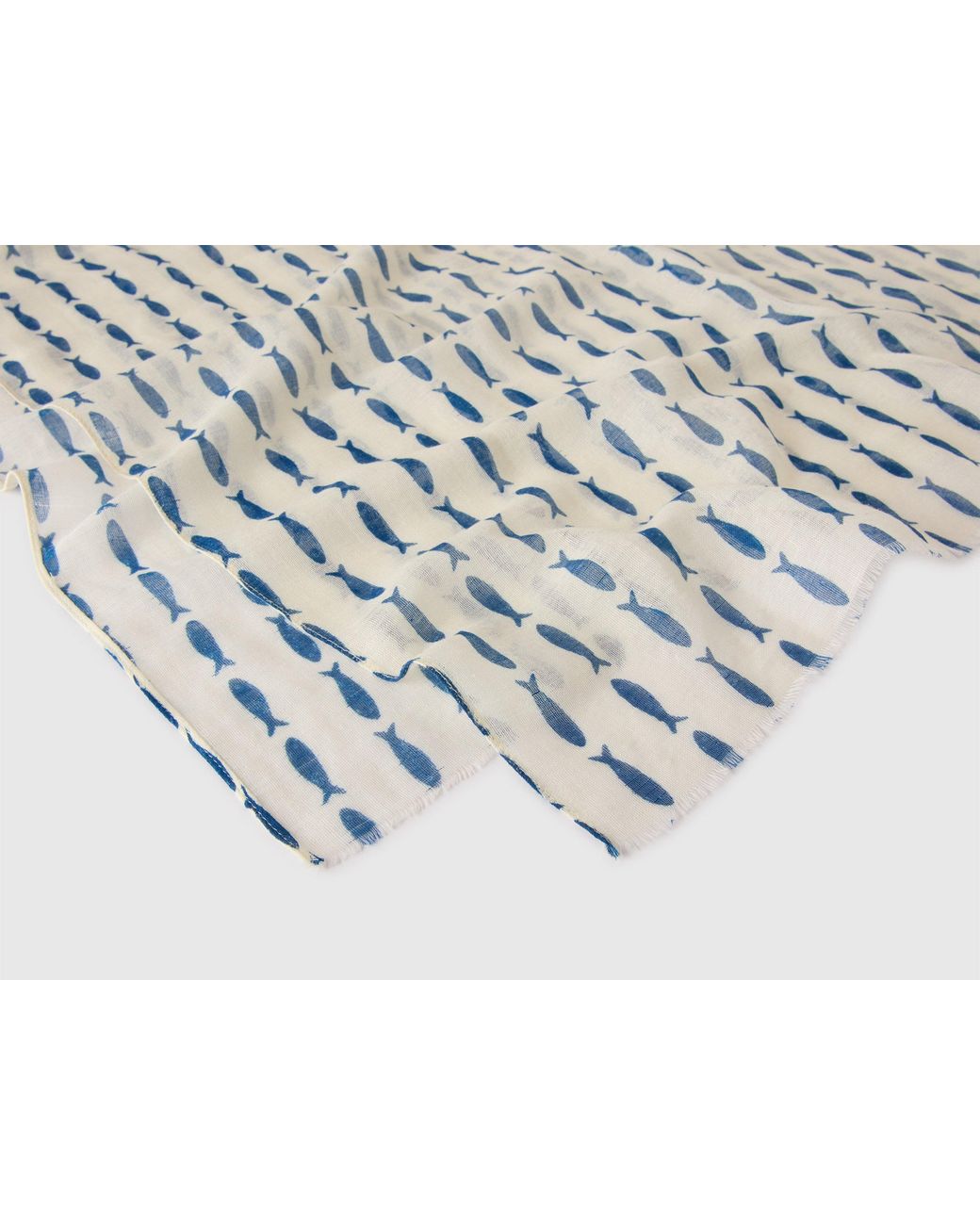 Benetton Black Benetton, Linen Blend Fish Print Scarf