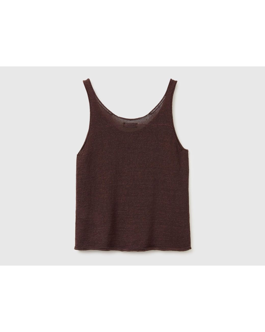 Benetton Brown Benetton, Linen Blend Knit Top