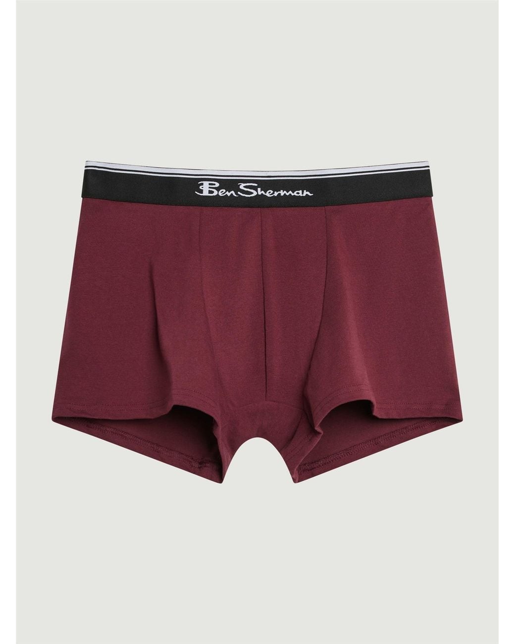 Ben Sherman Red 3 Pack Tonal Block Pattern Trunks In Burgundy for men