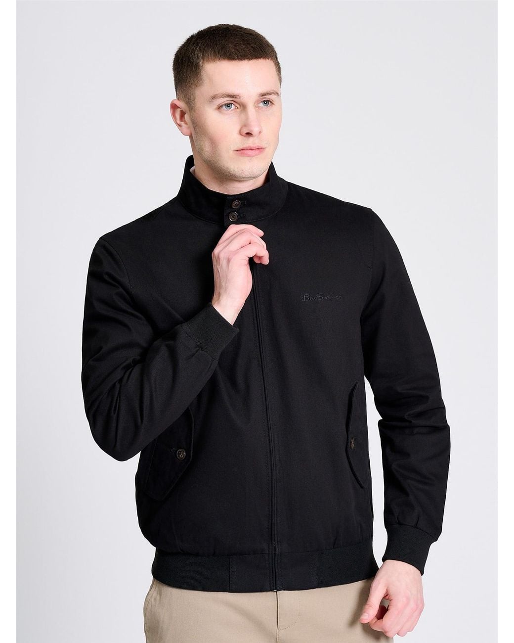 Ben Sherman White Rim Hem Signature Harrington In Black for men