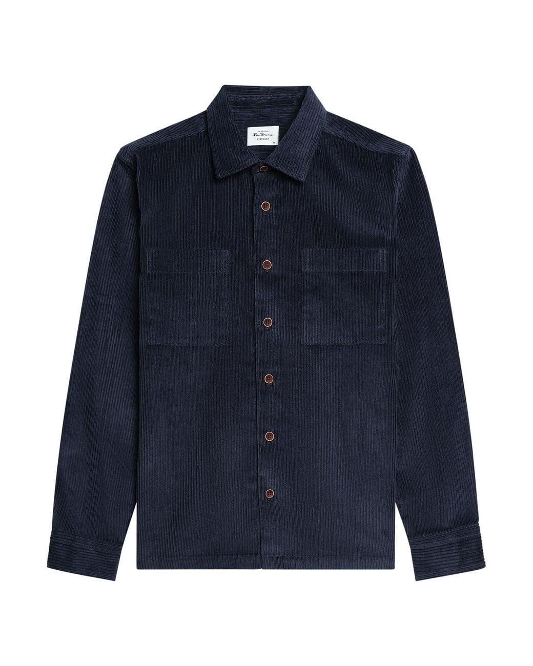 Ben Sherman Blue Long Sleeve Corduroy Overshirt In Dark Navy for men