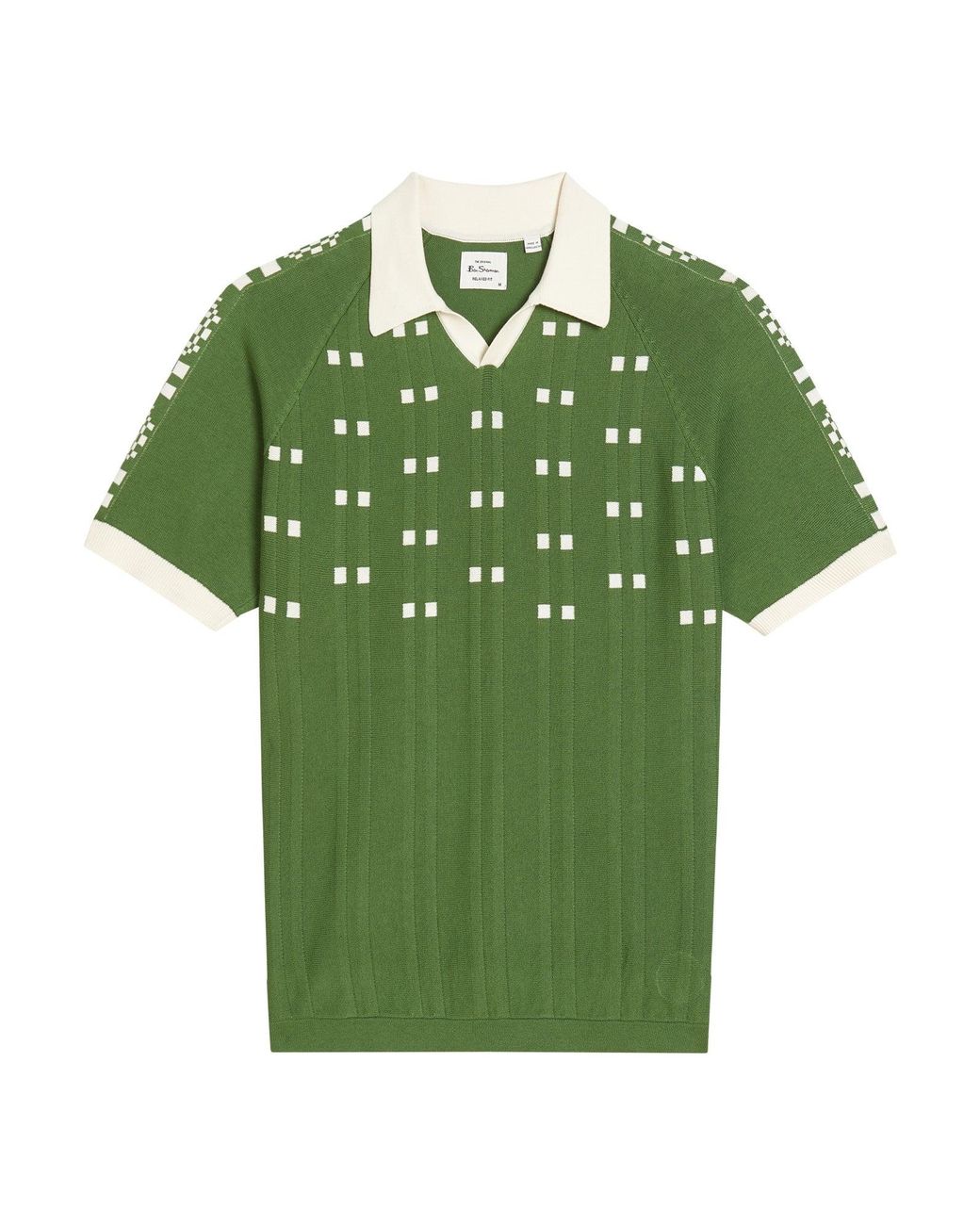 Ben Sherman Short Sleeve Retro Sport Open Neck Knitted Polo In Fraser Green for men