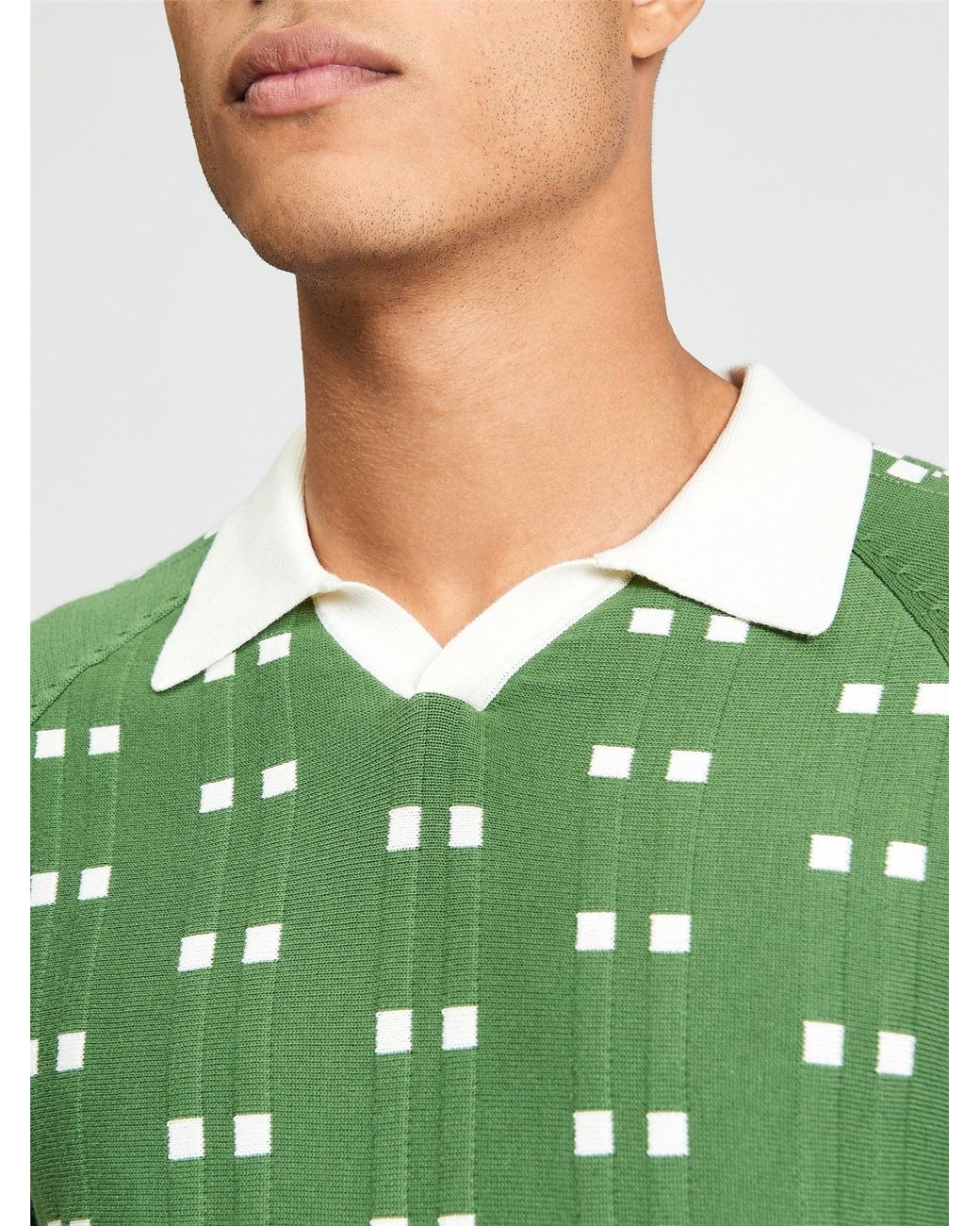 Ben Sherman Short Sleeve Retro Sport Open Neck Knitted Polo In Fraser Green for men