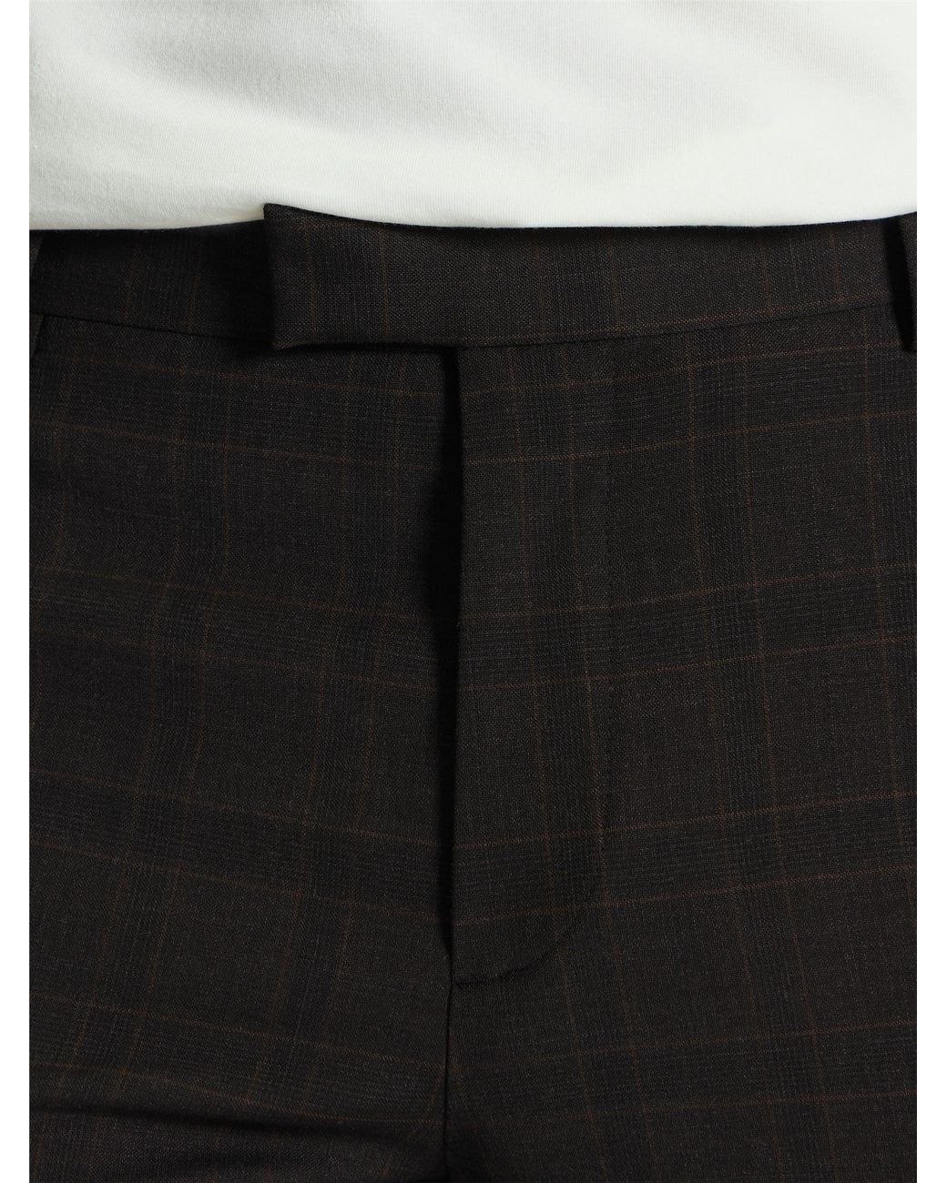 Ben Sherman Black Prince Of Wales Check Trouser In Chocolate for men