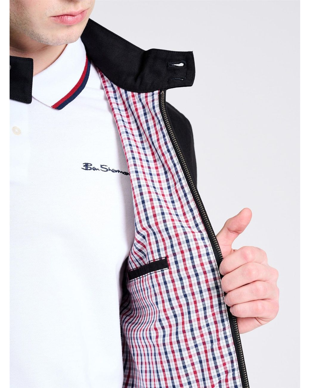 Ben Sherman White Rim Hem Signature Harrington In Black for men
