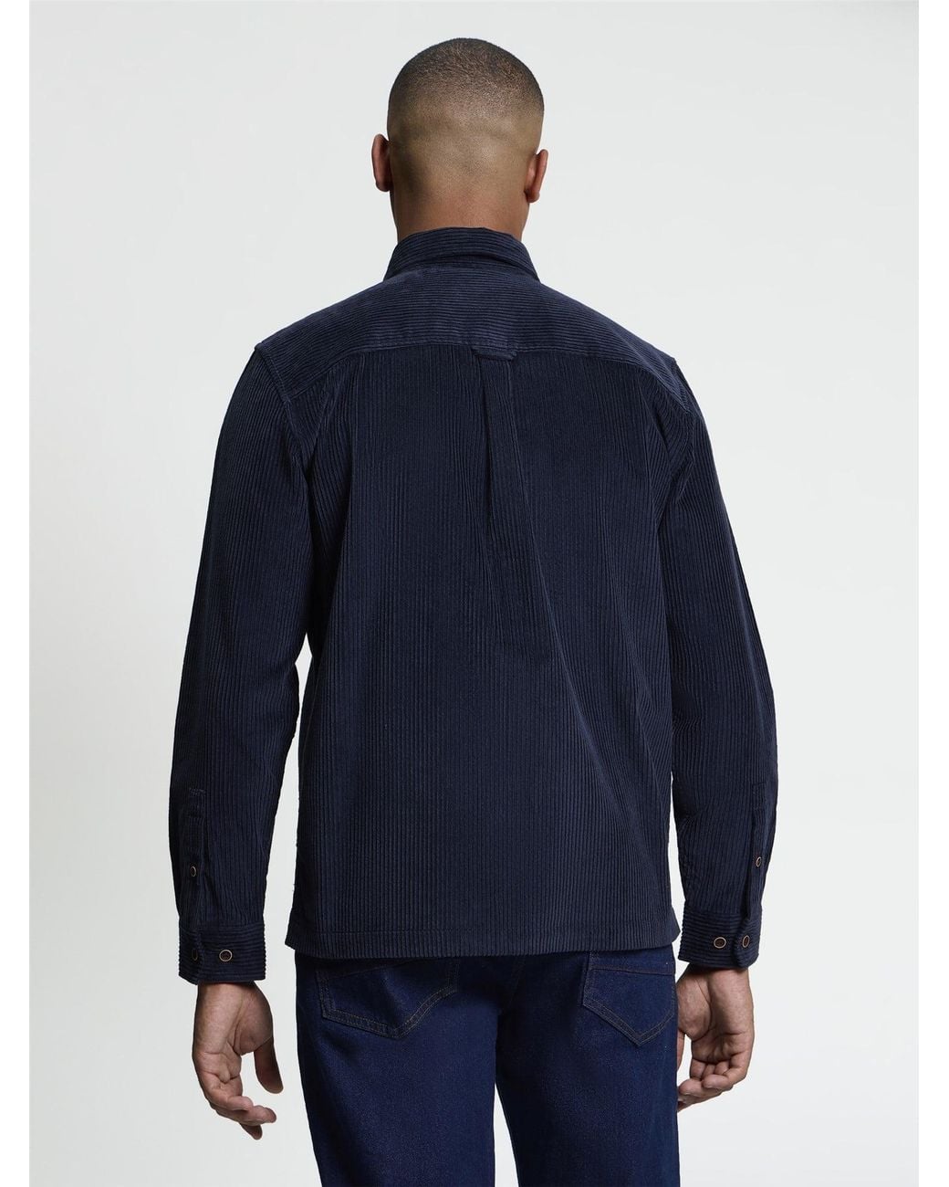 Ben Sherman Blue Long Sleeve Corduroy Overshirt In Dark Navy for men