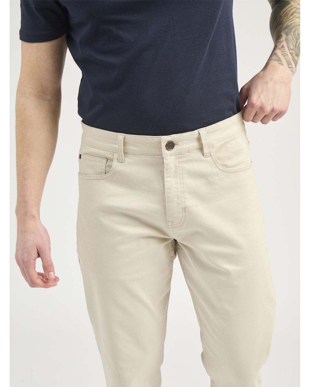 Ben Sherman Blue 5 Pocket Bedford Trousers In for men