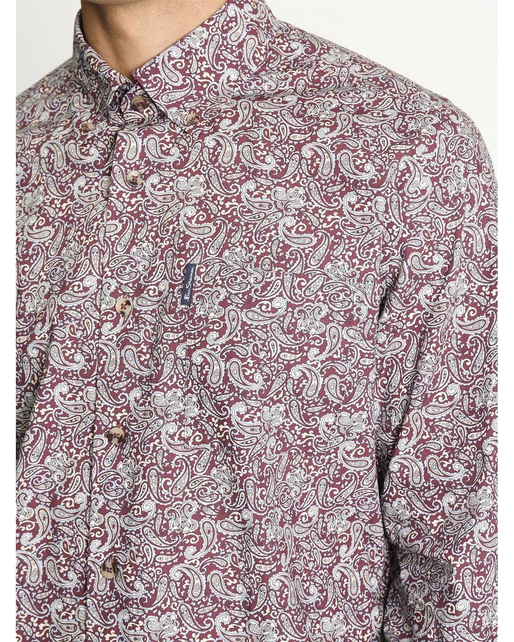 Ben Sherman Gray Long Sleeve Paisley Print Shirt In for men