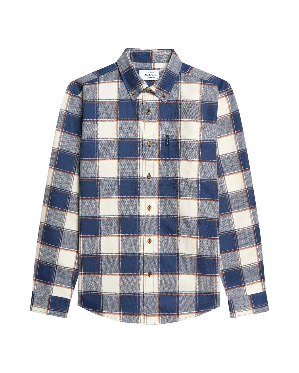 Ben Sherman Long Sleeve Geo Gingham Check Shirt In Blue Denim for men