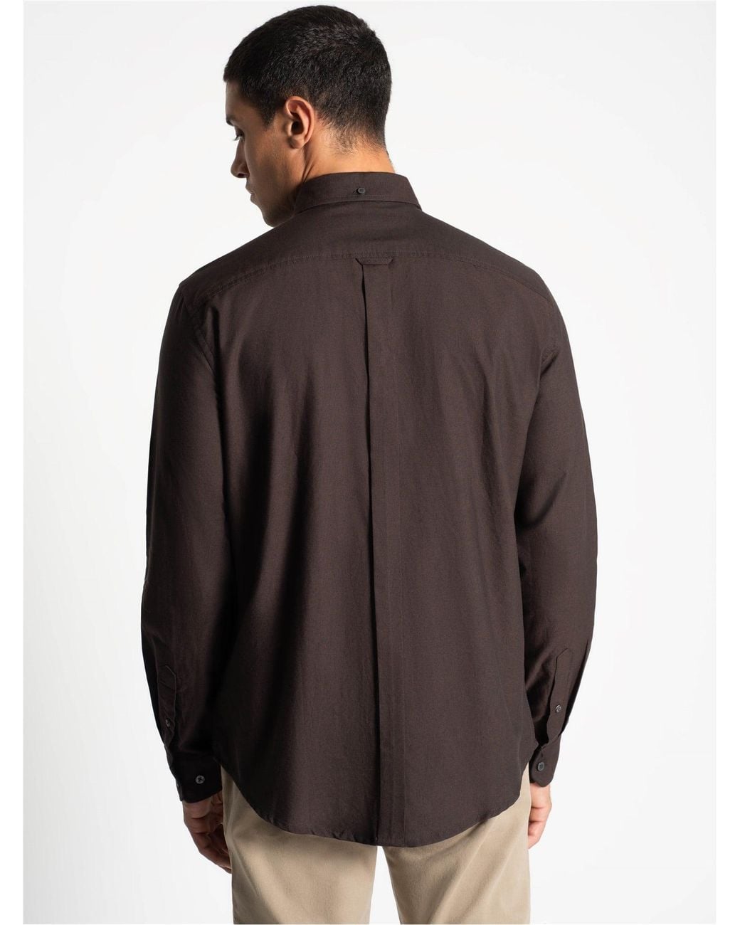 Ben Sherman Black Long Sleeve Oxford Shirt In Dark Brown for men