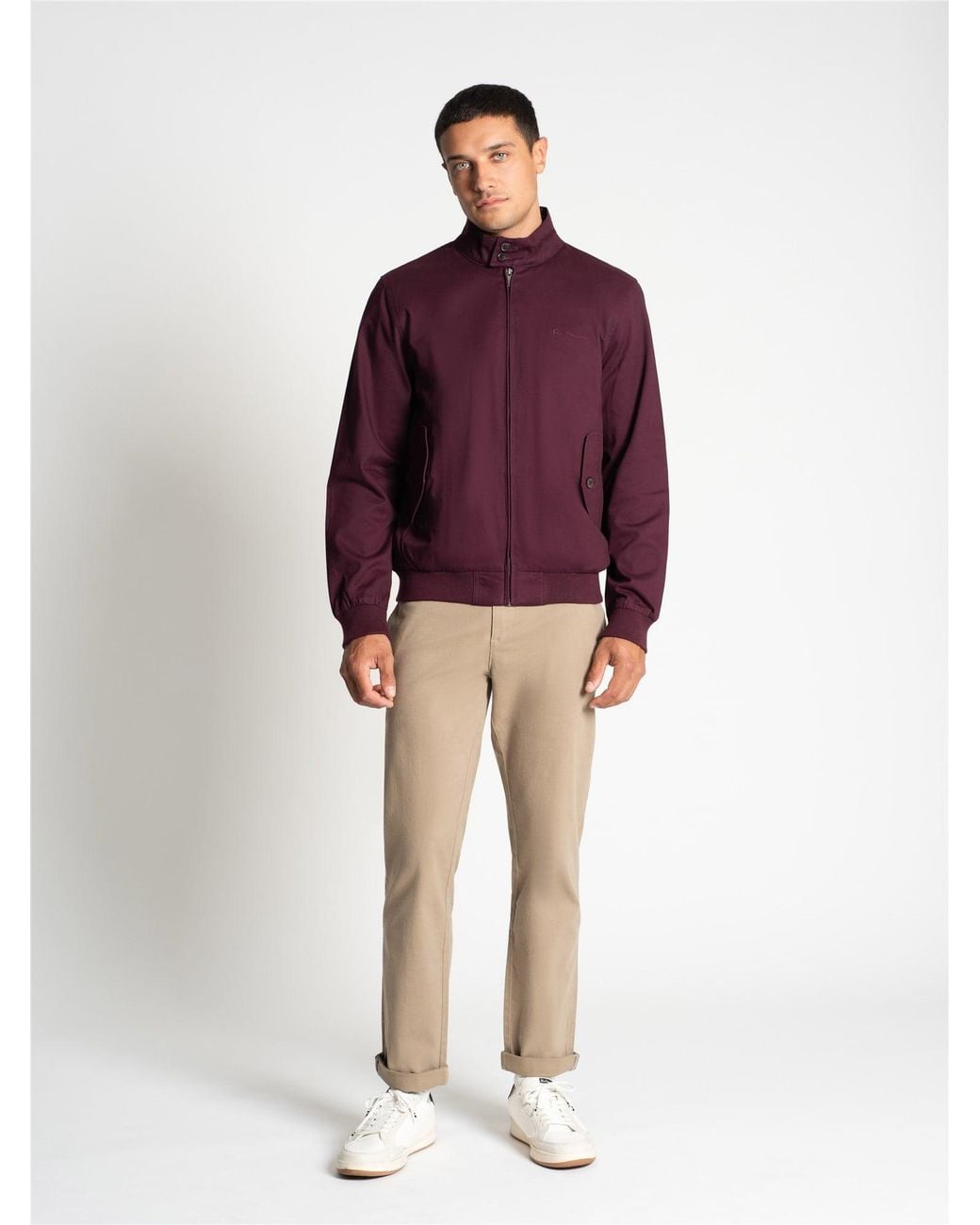 Ben Sherman Red Rim Hem Signature Harrington In Dark Wine for men