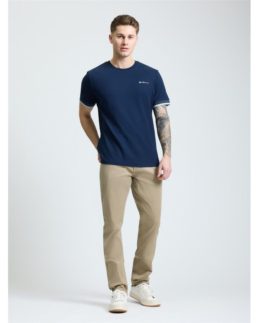 Ben Sherman Natural 5 Pocket Bedford Trousers In Stone for men